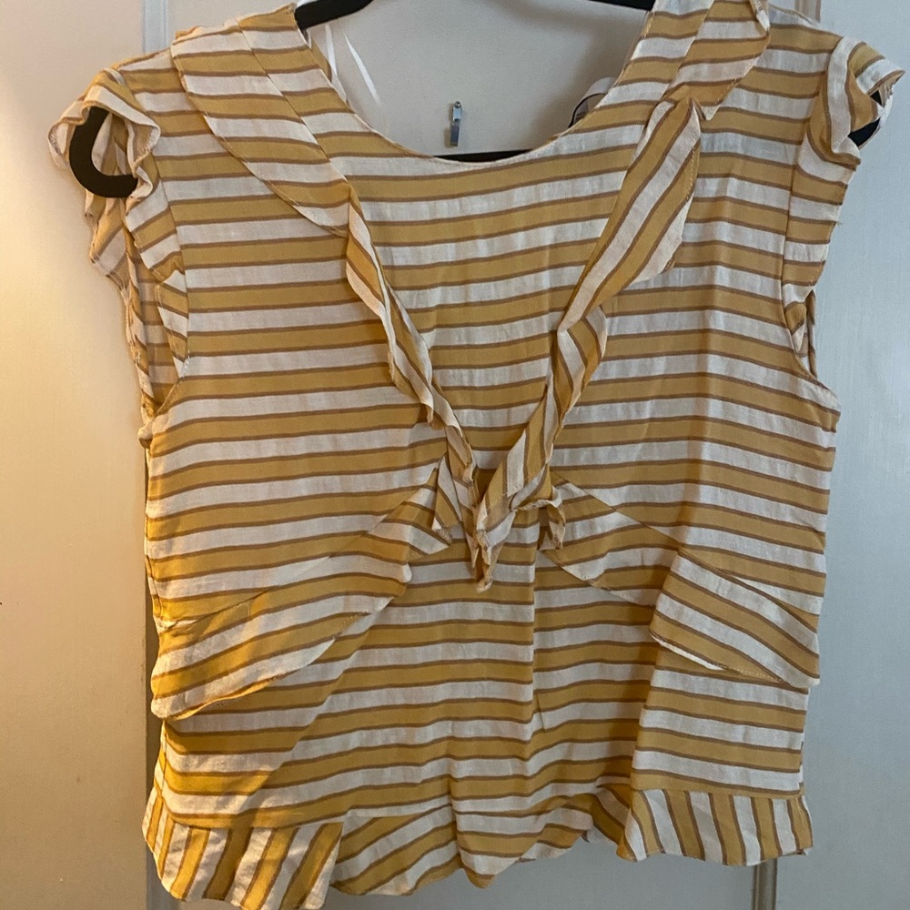 Zara yellow striped crop top